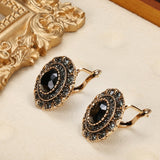 Antique Gold Black Zircone Stud Earrings For Women Wedding Jewelry