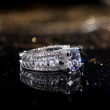 Bridal Silver Round Zircon Ring For Women Wedding Statement Jewelry