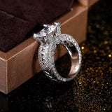 Bridal Round Zircon Ring For Women Wedding Silver Jewelry