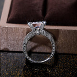 Bridal Silver Round Zircon Ring For Women Wedding Statement Jewelry