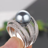 Twist Line Pearl Engagement Ring Zircon Women Wedding Jewelry