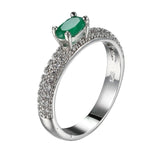 Engagement Green Zircon Ring For Women Silver Wedding Jewelry