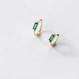 Vintage Green Emerald Earrings for Women Genuine 925 Silver Jewelry