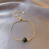 Vintage Green Gemstone Bracelet For Women Jewelry