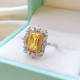 2.1Ct Citrine Moissanite Ring Engagement 925 Silver Women Jewelry