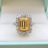 2.1Ct Citrine Moissanite Ring Engagement 925 Silver Women Jewelry