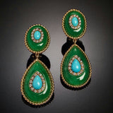 Vintage Handmade Bohemian Leaf Flower Blue Earrings Women Tribal Jewelry