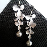 Vintage Gray-Silver Leaf Flower Jewelry Set Choker Necklace Dangle Earrings