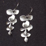Gray Leaf Flower Jewelry Set Silver Choker Necklace Dangle Earrings