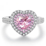 Pink Sapphire Heart Wedding Ring Silver For Women Engagement Jewelry