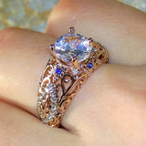 Vintage Romantic Bridal Wedding Ring Rose Gold Jewelry for Women
