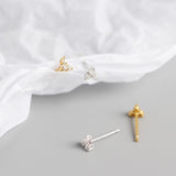 Luxury Geometric Clover Stud Earrings 925 Sterling Silver Women Jewelry