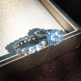 White Heart Zircon Engagement Ring Set for Women Jewelry