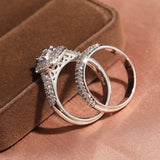 White Heart Zircon Engagement Ring Set for Women Jewelry