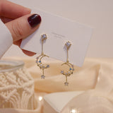Sapphire Angel's Wings Stud Earrings 14K Real Gold Women's Romantic Jewelry