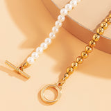 Natural Pearl Baroque Pendant Necklace 14K Gold Link Chain Women Jewelry