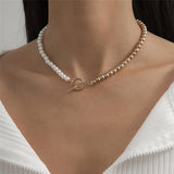 Natural Pearl Baroque Pendant Necklace 14K Gold Link Chain Women Jewelry