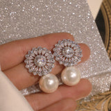 Vintage Pearl Stud Earrings For Women Fine Jewelry