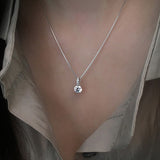 Shine Zircon Pendant Chain Necklace 925 Silver Women Jewelry