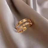 Vintage Titanium Steel Rose Gold Double Letter Ring For Woman Jewelry