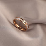 Vintage Titanium Steel Rose Gold Double Letter Ring For Woman Jewelry