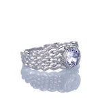 Unique White Sapphire Engagement Ring Women Fine Jewelry