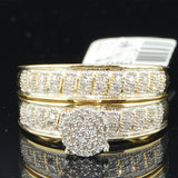 Clear Zircon Engagement Ring Set 14K Yellow Gold Women's Jewelry