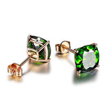 Classic Green Gemstone Stud Earrings Women's Wedding Jewelry