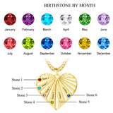 Luxury Birthstones Heart Pendant Necklace For Mother Engrave Jewelry