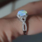 Natural Oval Opal Engagement Ring Women Wedding Fine Jewelry