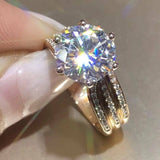  Inlaid Zircon Engagement Ring Gold Women Party Wedding Jewelry