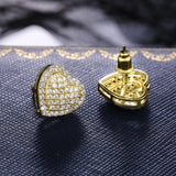 Shiny Heart Stud Earrings Silver for Women Wedding Jewelry