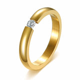 Black Round Zircon Ring for Women Gold Jewelry