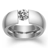 Black Gold Round Zircon Ring for Women Stainless Steel