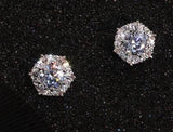 Round Zircon Gemstone Stud Earrings S925 Sterling Silver Jewelry for Women