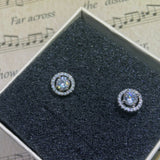 Round Zircon Gemstone Stud Earrings S925 Sterling Silver Jewelry for Women