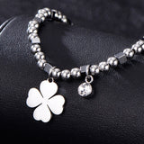 Unique Rhinestone Silver Bracelet Minimalism Clover For Women Jewelry
