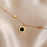 Vintage Titanium Steel Roman Pendant Necklace Woman‘s Jewelry