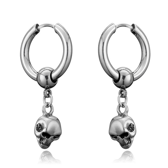 Vintage Silver Skull Earrings for Women Jewelry