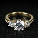 Unique Three Stone Silver Engagement Ring 925 Sterling Zircon Jewelry