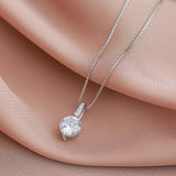 Shine Zircon Pendant Chain Necklace 925 Silver Women Jewelry