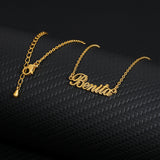 Personalized Name Necklace 18K Yellow Gold Women Men Jewelry