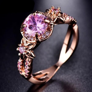 Blue Sapphire Gemstone Ring 14K Rose Gold For Women Jewelry
