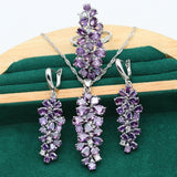 Flower Topaz Jewelry Set For Women 925 Silver Bracelet Earrings Necklace Ring