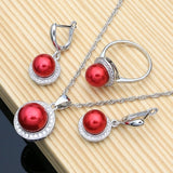 Natural Pearl Jewelry Set Necklace Earrings Ring 925 Silver Jewelry For Women