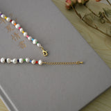 Natural Freshwater Baroque Pearl Necklace Colorful Beads Gold Jewelry