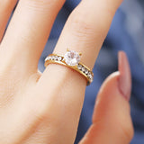 Round Golden Ring 316L Stainless Steel For Women Engagement Jewelry