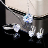 Eternity Love Wedding Set Women Ring/Earring/Necklace Silver