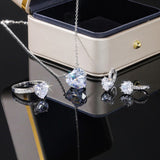 Eternity Love Wedding Set Women Ring/Earring/Necklace Silver