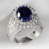Blue Sapphire Gemstone Ring for Women Wedding Jewelry